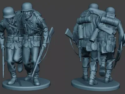 German soldier ww2 help wounded G5 3D print model
