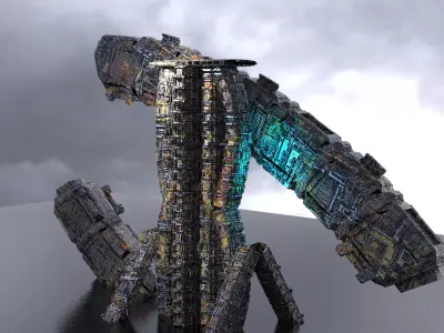 Crashed Engineer ship parts 3D model