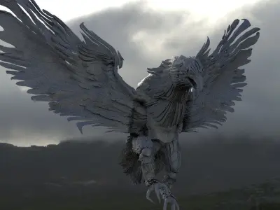 Phoenix Rising women model with phoenix 3D model