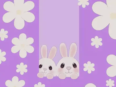 Anime style Easter bunny and daisies Free 3D model
