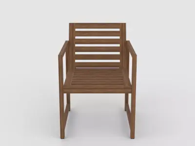 Wooden Chair Low-poly 3D model 19