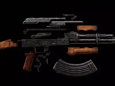 Ak-M game ready Low-poly 3D model