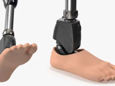 Microprocessor Prosthetic Leg with Foot Black 3D model