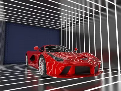 Car Exposition - Showroom Render Scene 3D Model Low-poly 3D model