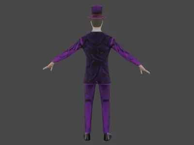 Ballroom man in suit and top hat Low-poly 3D model