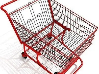 Red Shopping Cart 3D model