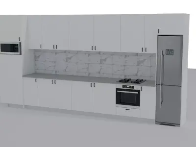 Straight Kitchen Low-poly 3D model