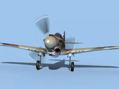 Curtiss P-40F Tomahawk V01 RAF 3D model