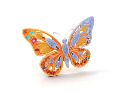 Colorful Gem Butterfly model pack Low-poly 3D model