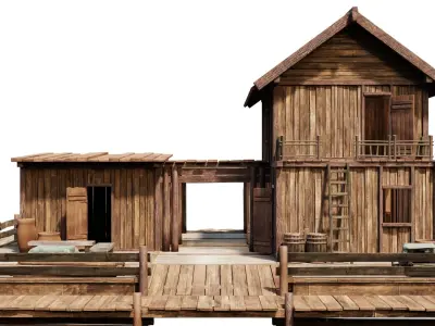 Old Lake House 25 PBR 4K GameReady Low-poly 3D model