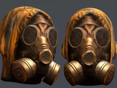 Gas mask helmet 3d model military combat Low-poly 3D model Low-poly 3D model 6
