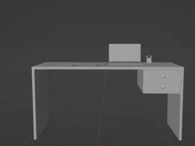 Realistic Low Poly Office Desk Scene with laptop Free low-poly 3D model