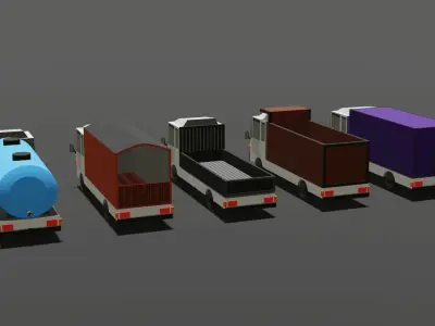 Low-Poly Trucks Pack Low-poly 3D model