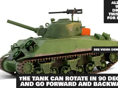 Sherman M4 Gameready Rigged Low-poly 3D model