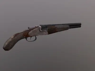 Game Ready Sawed off double barrel Shotgun Low-poly 3D model