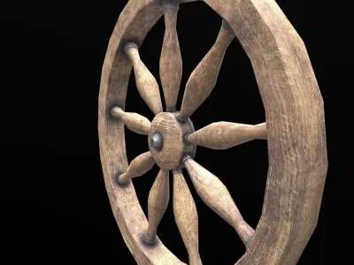 Wagon Wheel 3 Low-poly 3D model