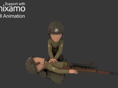 WW2 US Rifleman Low-poly 3D model