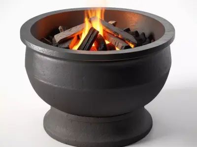 Modern Outdoor Fire Pit with Logs 3D model