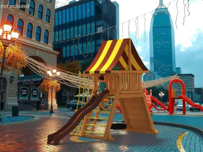 Little Girl on Slide Fur 3D model