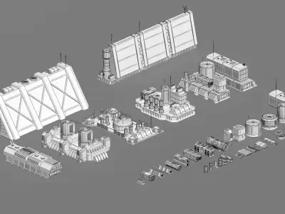 sci fi industrial objects 2 3D model
