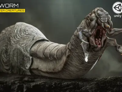 Abyssal Acid Worm - Shell Creature - 79 Low-poly 3D model