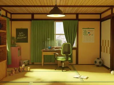 nobita doraemon room 3D model 3D model