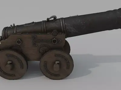 Medieval Battle Cannon Low-poly 3D model