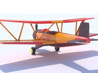 Biplane with a poster Stylized Low Poly  Low-poly 3D model