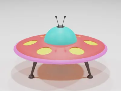 Low Poly Cartoon UFO Low-poly 3D model