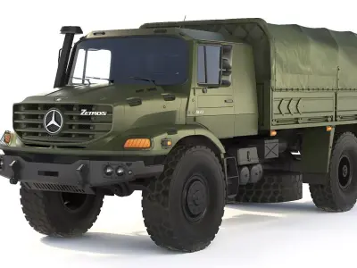 Mercedes-Benz Zetros 1833 tarpaulin body 2008 3D model