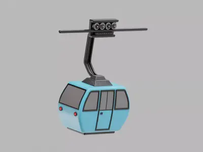 Cable Car Cartoon Low-poly 3D model