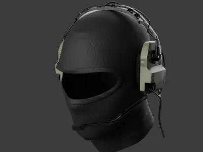 military balaclava and headset Free low-poly 3D model