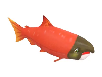 Chinook King Salmon fish Animated  Low-poly 3D model