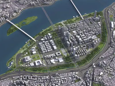 Seoul - Yeouido Low-poly 3D model