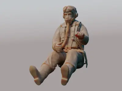 US WWII Fighter Pilot 3D print model