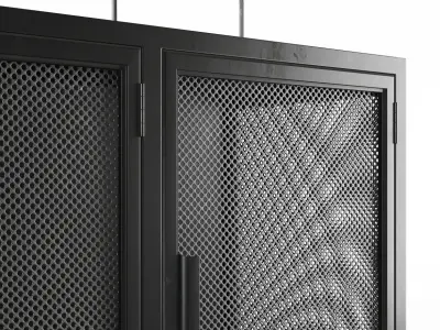 Lattice Door Sideboard with decor 3D model