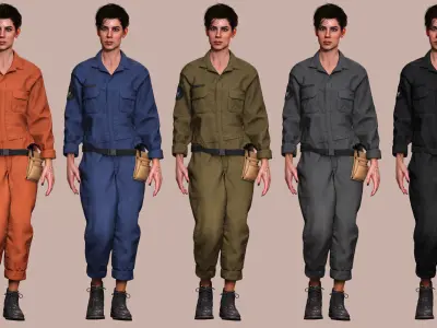 Tactical Worker 3D Character PBR Textured Ready Low-poly 3D model