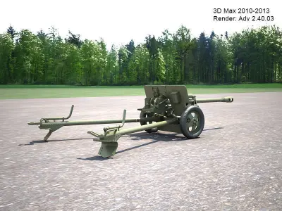 Zis 3 military cannon 3D model