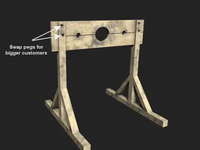 Adjustable Medieval Pillory Low-poly 3D model