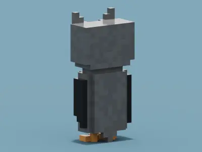 Voxel Owl Low-poly 3D model