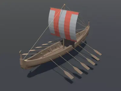 Viking Boat Lowpoly Low-poly 3D model
