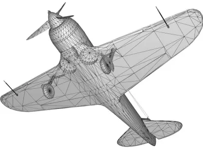LA-5FN WWII Soviet Fighter Aircraft Low-poly 3D model Low-poly 3D model