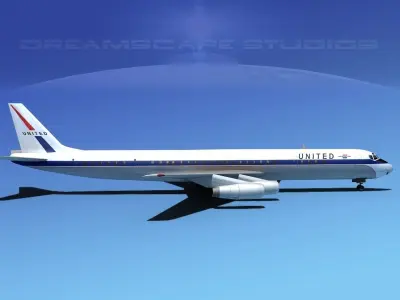 Douglas DC-8-63 United 1 3D model