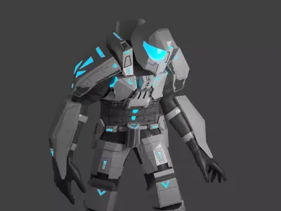 cyborg armor Low-poly 3D model