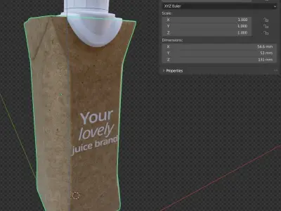 Juice Box PBR ready for AR close up shots Commercial render Low-poly 3D model