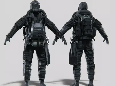 Soldier Diver Drysuit  Low-poly 3D model