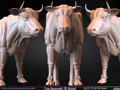 Cow Basemesh 3D Model Low-poly 3D model