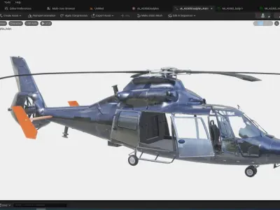 Rigged AS365 Daulphin Low-poly 3D model