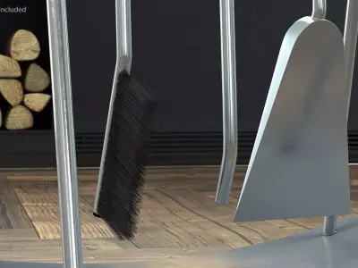 Port Fireplace Tools Silver 3D model