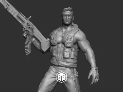 Soldier man with gun 3D print model